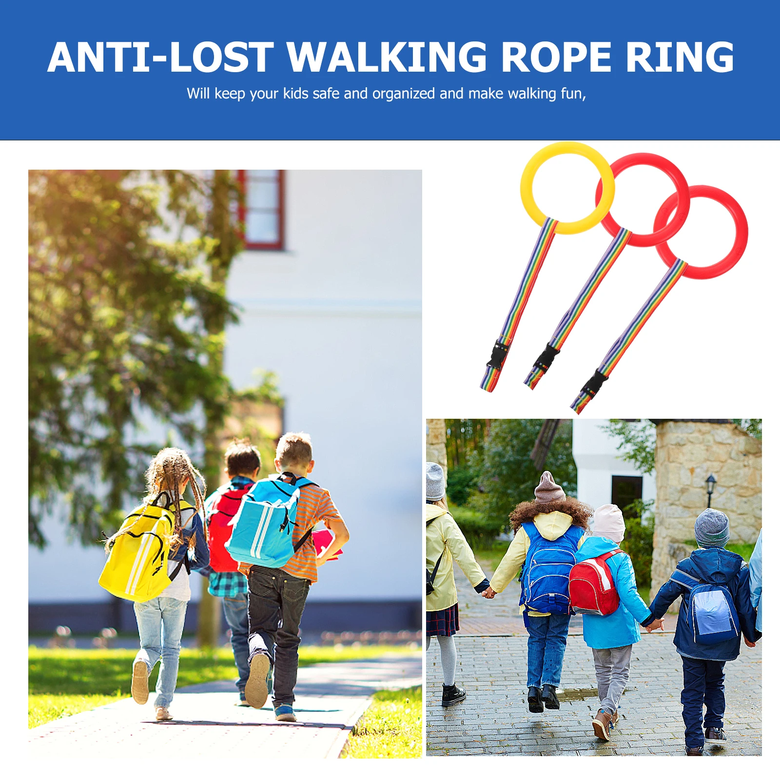 

3pcs Kids Walking Anti-Lost Safety For Preschool Toddlers Outdoor Daycare Camping Park Visiting Transition Rope Colored Handles
