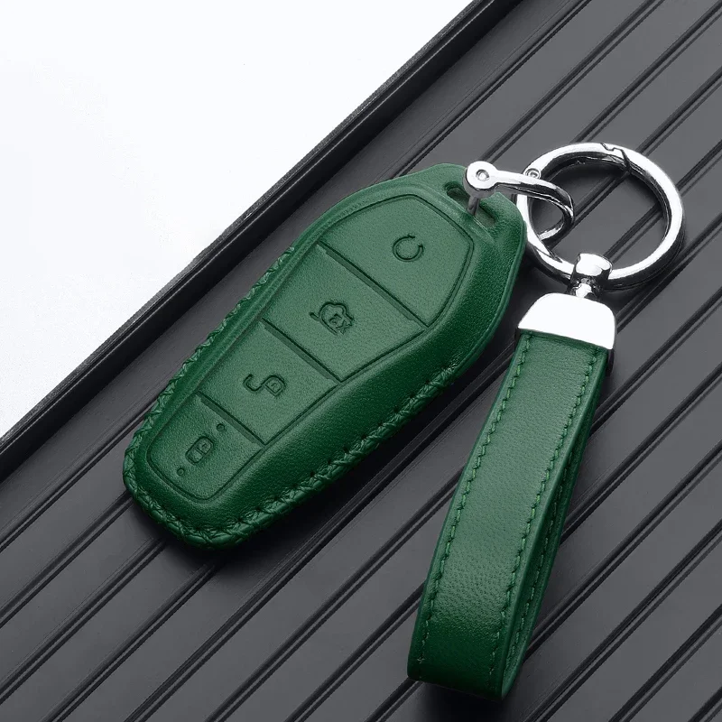 Leather Car Key Case Remote Cover Shell Bag Holder Fob For BYD New ATTO3 Qin Song Plus Dmi Han Tang Dolphin Seal U EV Sealion 05