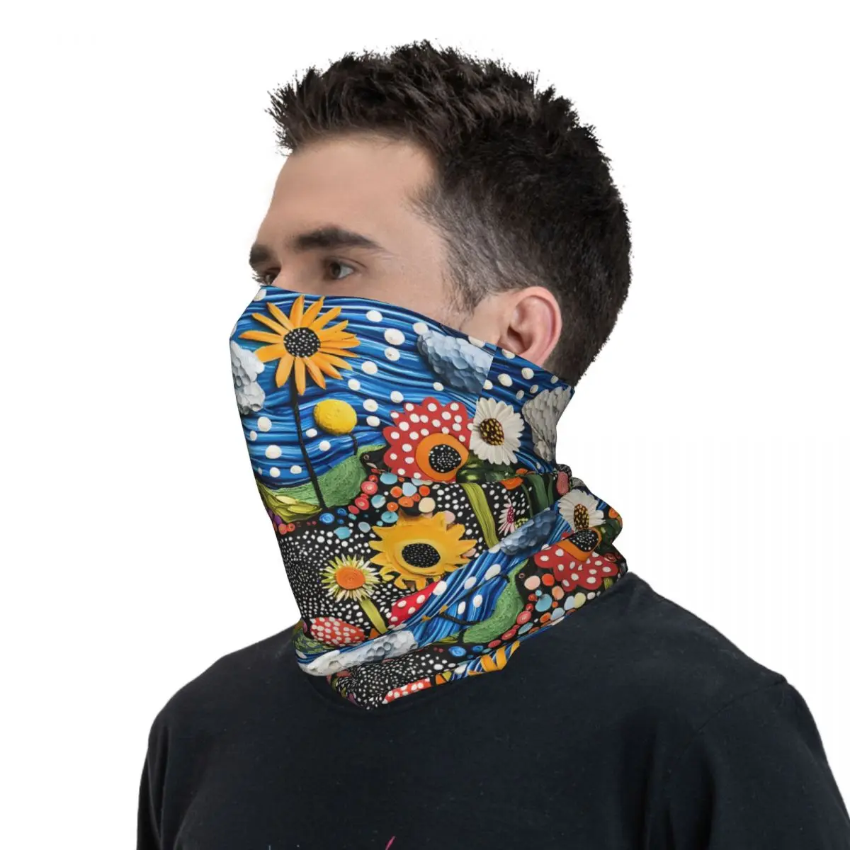 Polka Dot Garden Art Thin Bandana Neck Gaiter Polish Folk Wrap Scarf Headband Neck Cover image 5