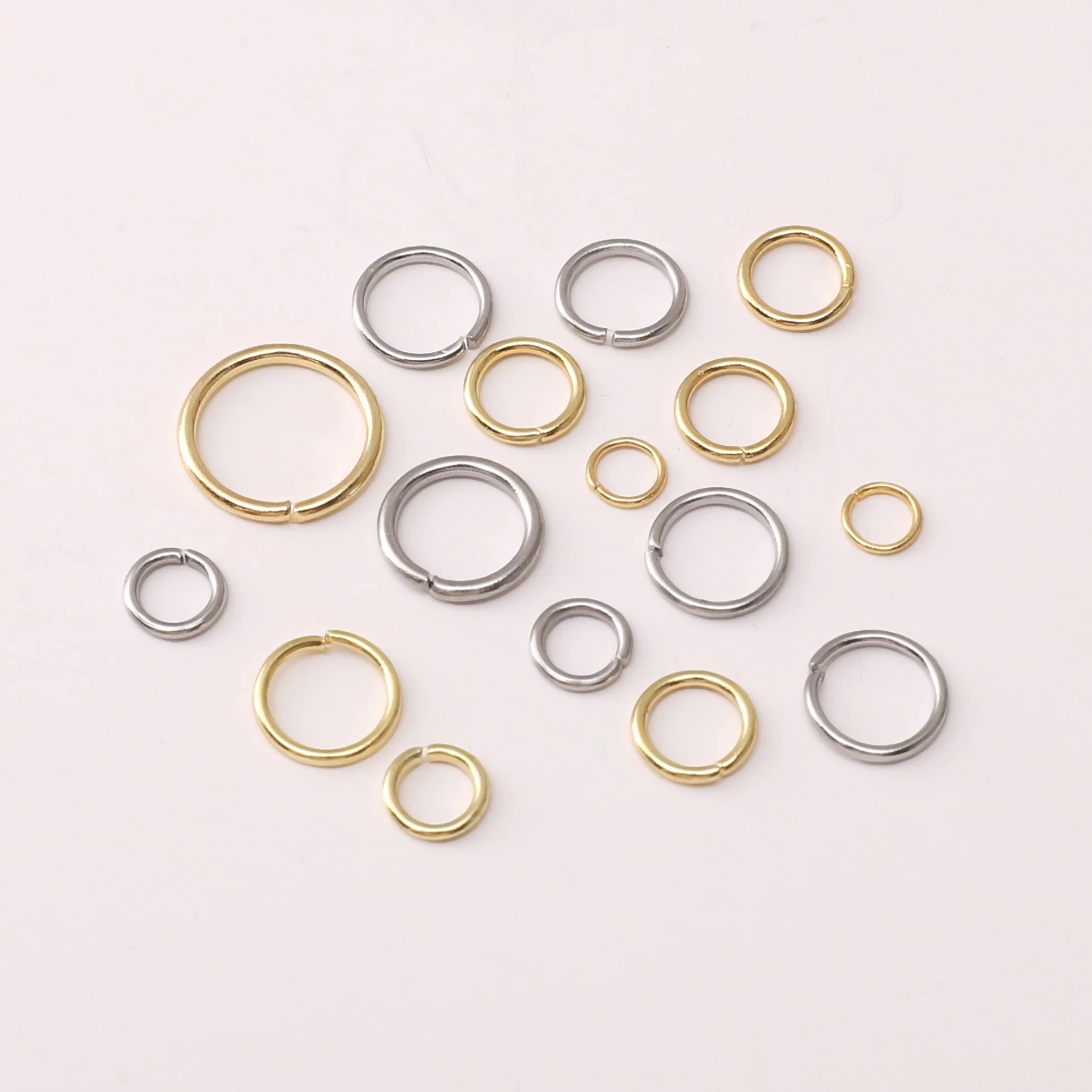 10-200pcs/bag Stainless Steel Single Open Jump Rings & Split Rings Gold/Rhodium Color Connectors DIY Making Keychain Findings