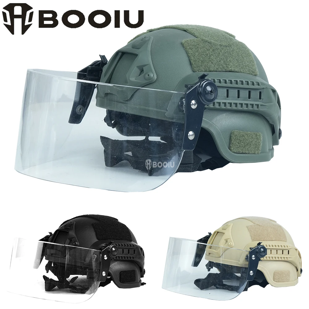 

BOOIU Kids MICH2000 Tactical Helmet Mask 2PCS Set Safety Protection Suspension Adjustable 50cm Head Circumference CS Equipment