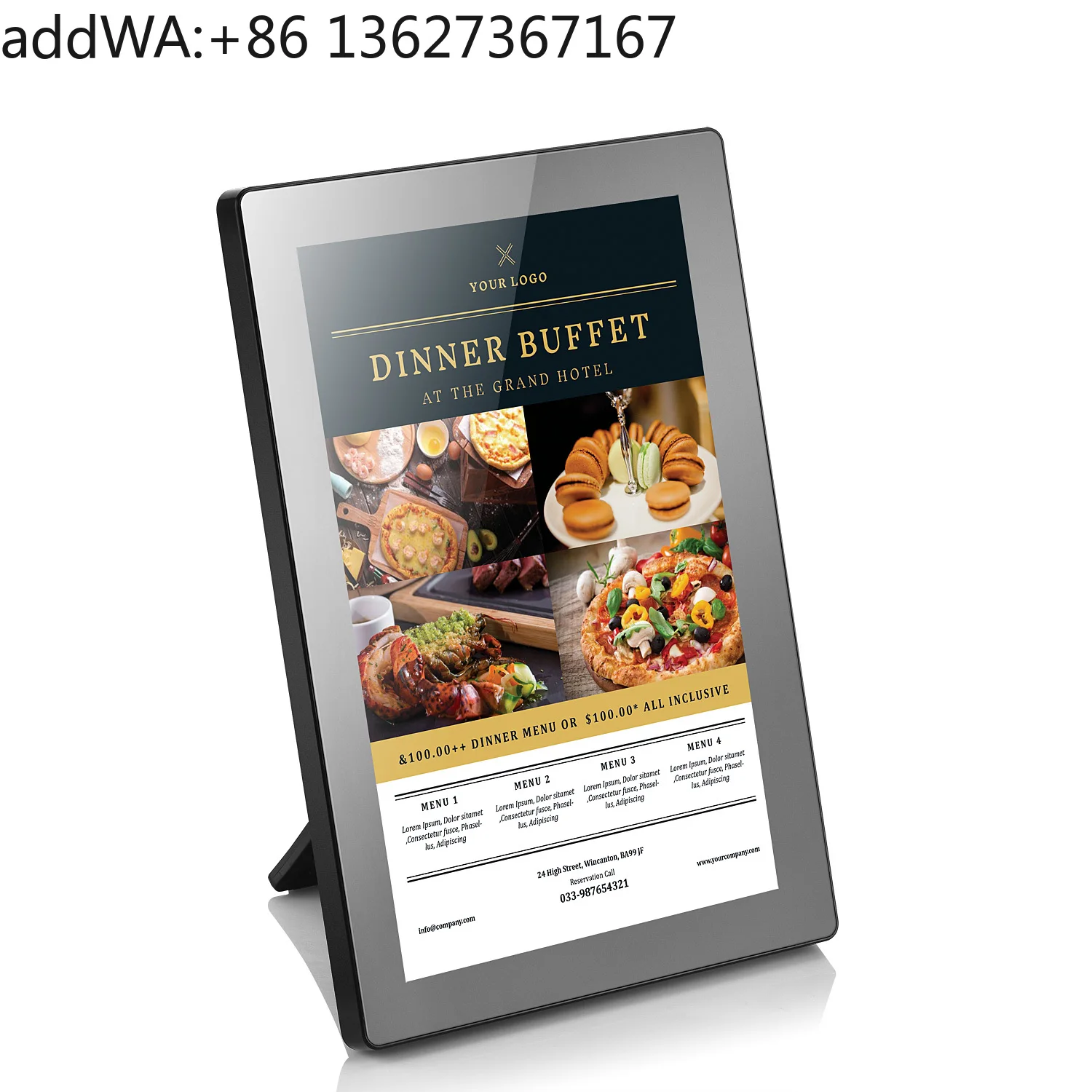 for Android 10.1 Inch Digital Signage Advertising Display Desktop Menu Board for Restaurant Market Investigation HD Screen