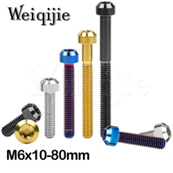 Weiqijie Titanium Bolts M6 x 10 15 20 25 30 35 40 45 50 60 65 70 80mm Torx Head Screws for Bicycle Motorcycle 1pcs