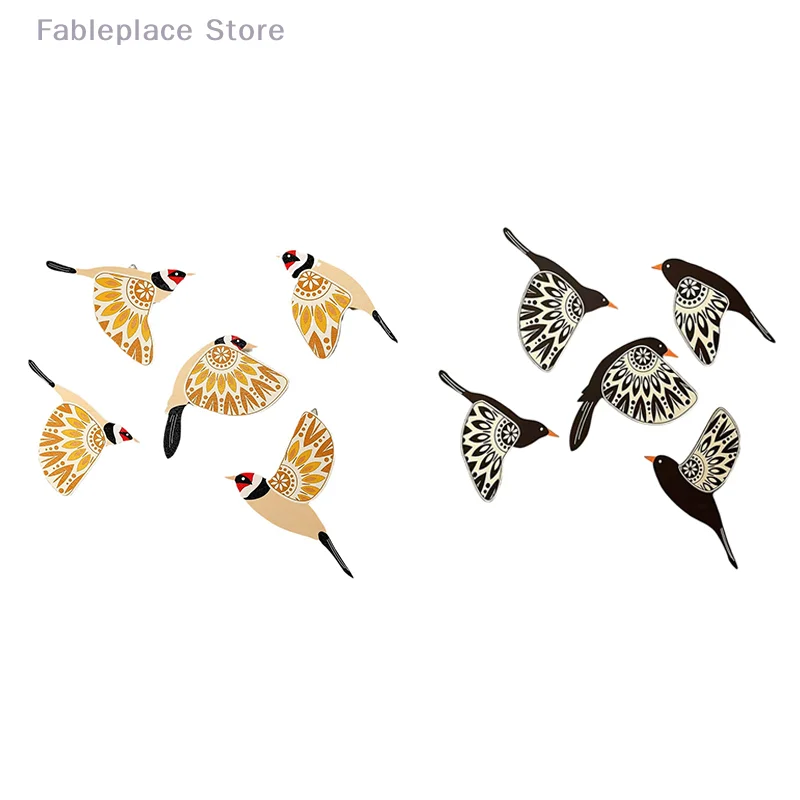 

5 Pcs Wooden Bird Ornaments Rustic Bird Decorations Easy Installation Wood Flying Birds Hanging Wooden Craft