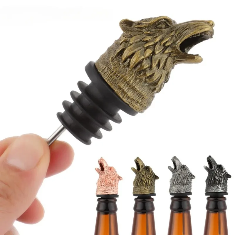 

1 PC Wolf Head Wine Pourers Mouth Wine Guide Pour Zinc Alloy Stopper Bartender Tool Wine Accessories