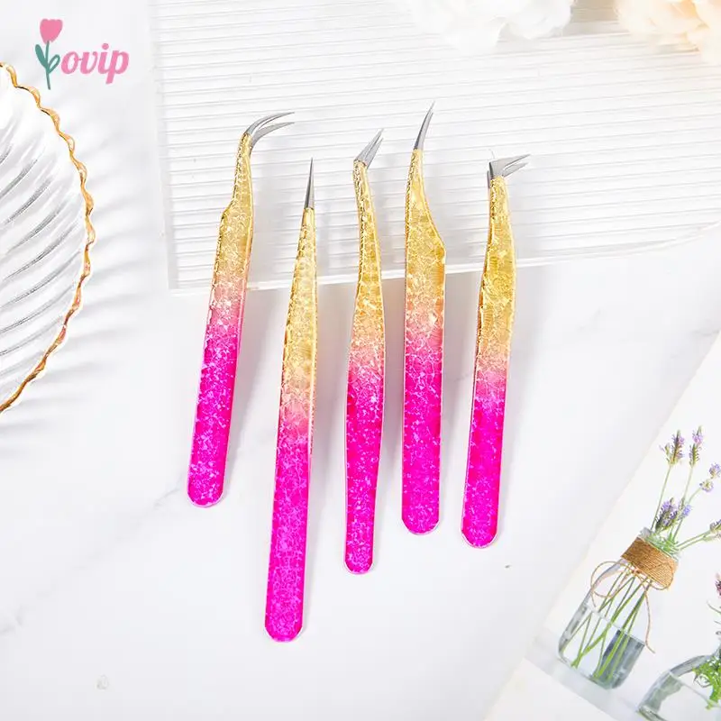 1 Pc Eyelash Tweezers Ice Flower Anti-static 3D Accurate Eyebrow Grafting False Lashes Extension Supplies Makeup Tweezer Tools