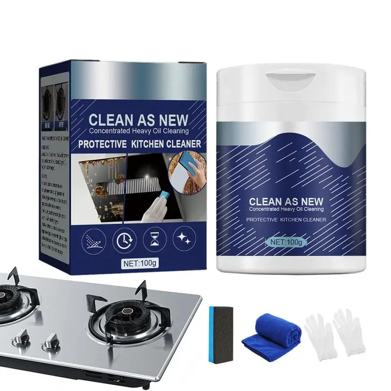 Powder Cleaner For Pots Stubborn Grease Remover Kitchenware Household Cleaning Agent Includes Gloves Brush And Wipe