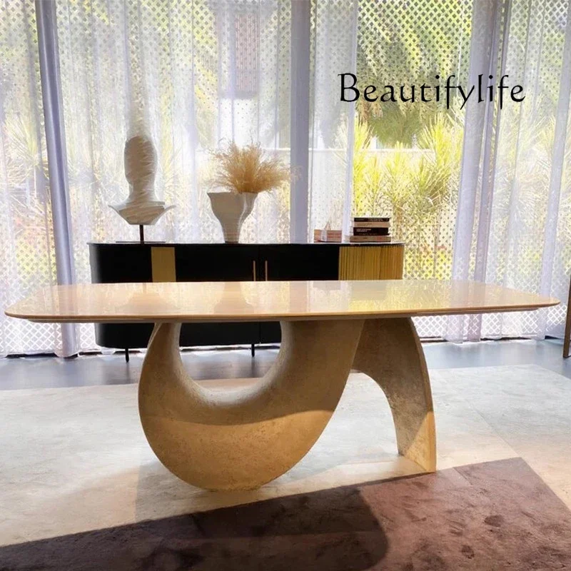 

X Modern Minimalist Creative Design Special-shaped Fiberglass Dining Table Marble Home Living Room Table