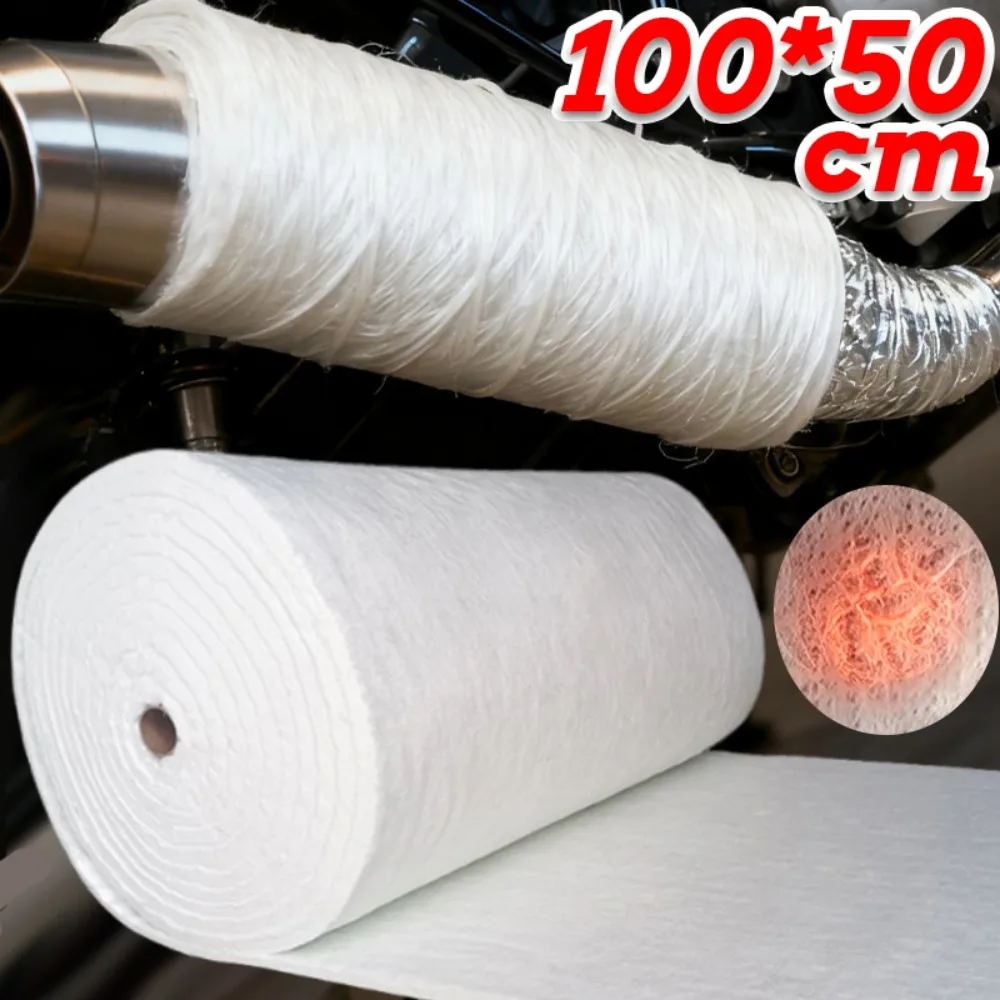 

Car Exhaust Insulation Mat High Temp Fiberglass Packing Sound Deadener Cotton for Auto Motorcycle Muffler Thermal Engine Barrier