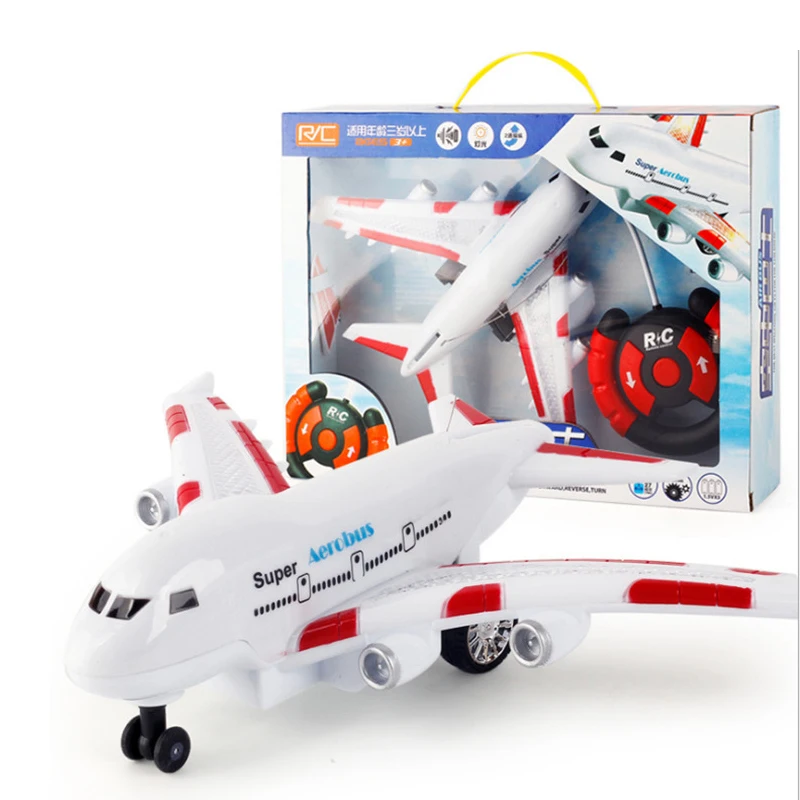 Electrical RC Plane Plastic Toys For Kids Remote Control Airplane Model Outdoor Games Children Musical Lighting DIY Toys Gifts