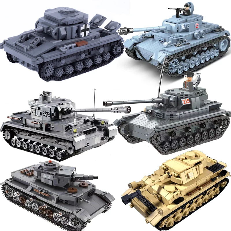 

WW2 Military German 4 F2 Tank Model Building Block Soldier Police Figures Armored Car Army Vehicle Bricks Children Gifts For Boy