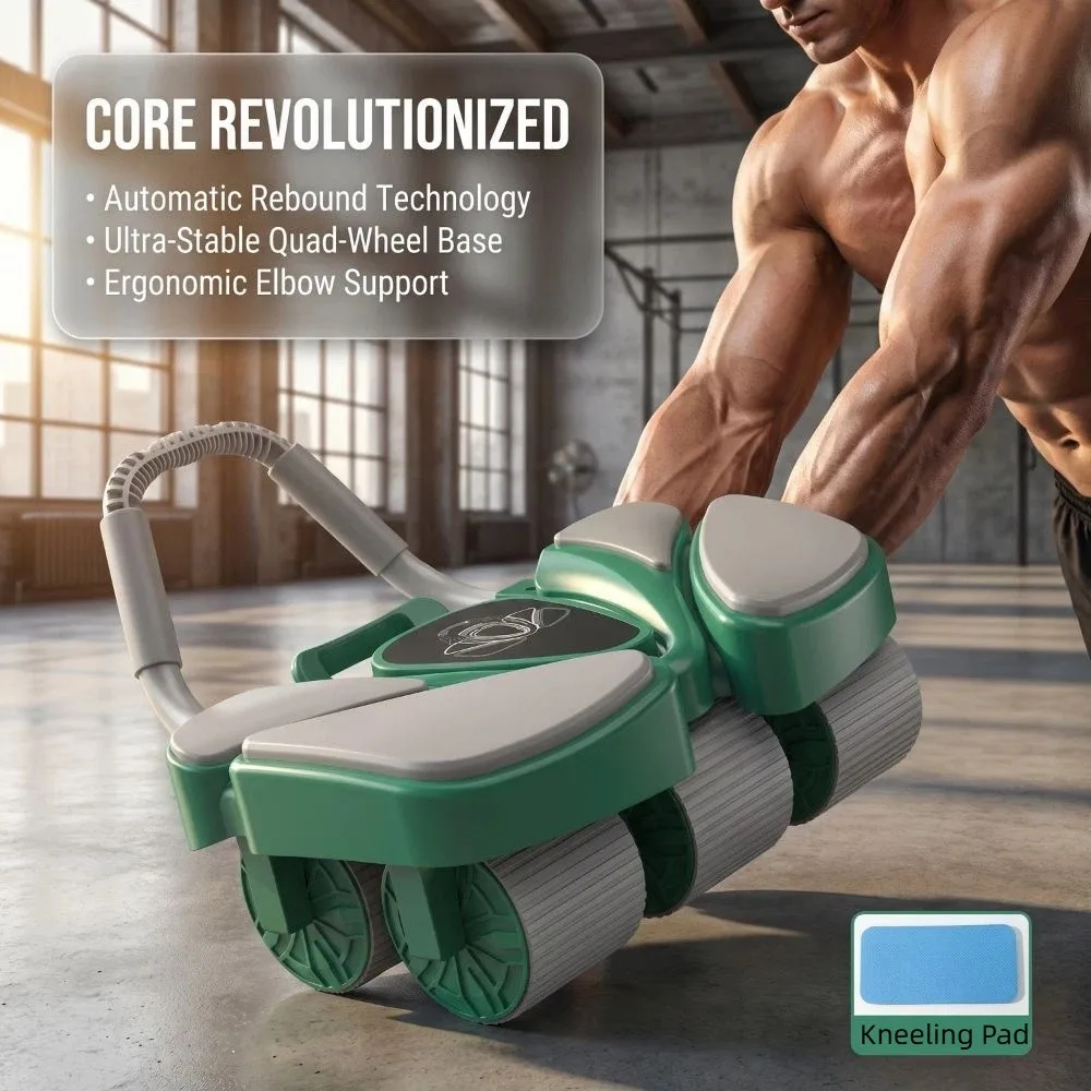 4/6 Wheel Abdominal Workout Roller Automatic Rebound Elbow Support Abdominal Exercise Machine Kneeling Pad Digital Display