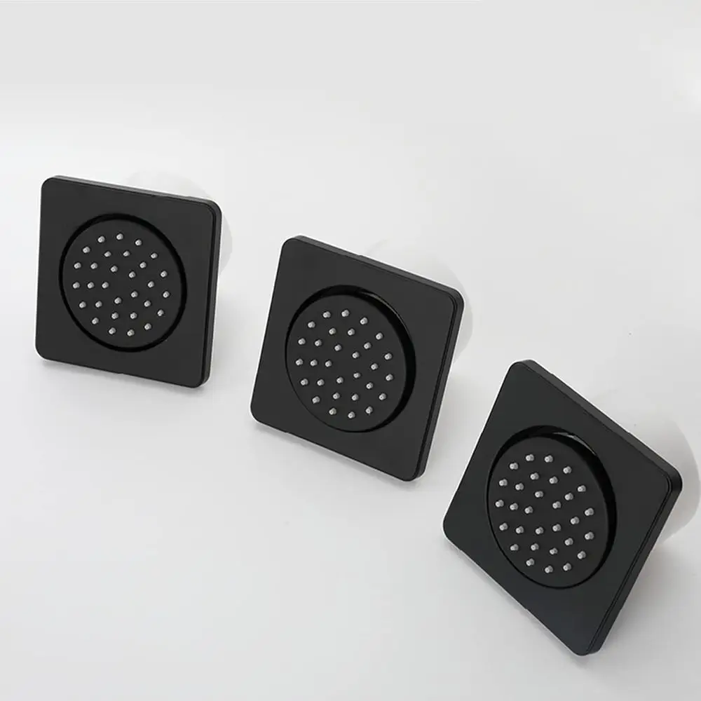 مجموعة طائرات دش رذاذ جانبية من النحاس الصلب قابلة للتعديل، 4 قطع، طائرات تدليك سبا سوداء