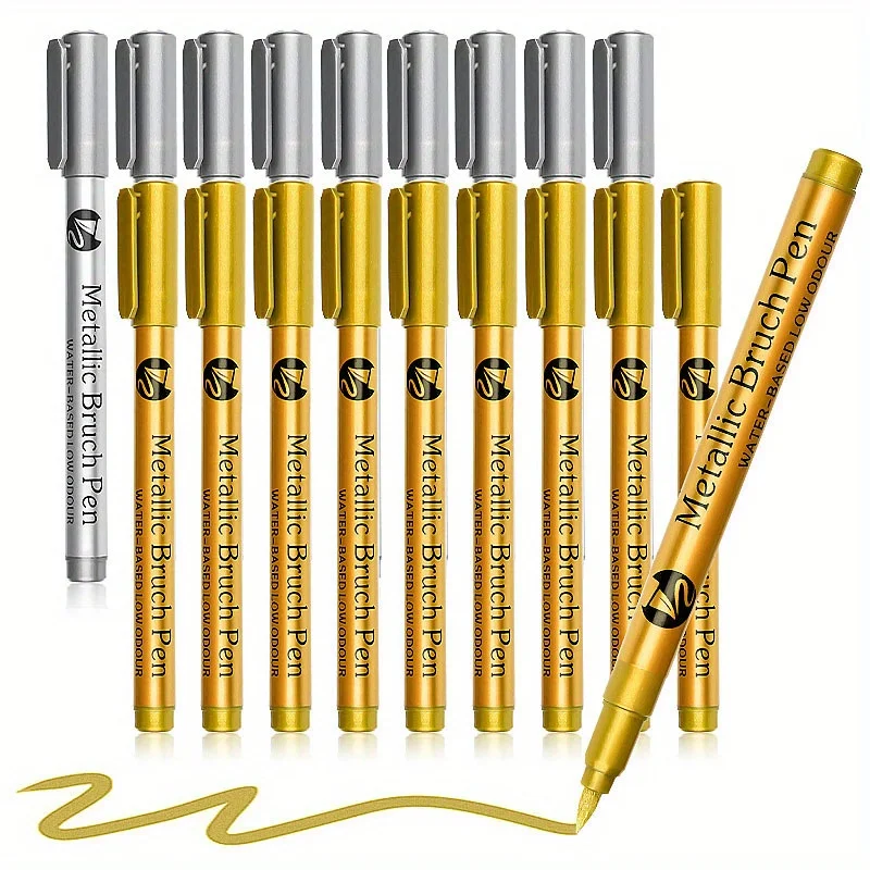 4-Piece Metallic Shine Paint Marker Set - Waterproof, Durable Tips For Vibrant Colors On Plastic, Wood, Glass, Cardboard