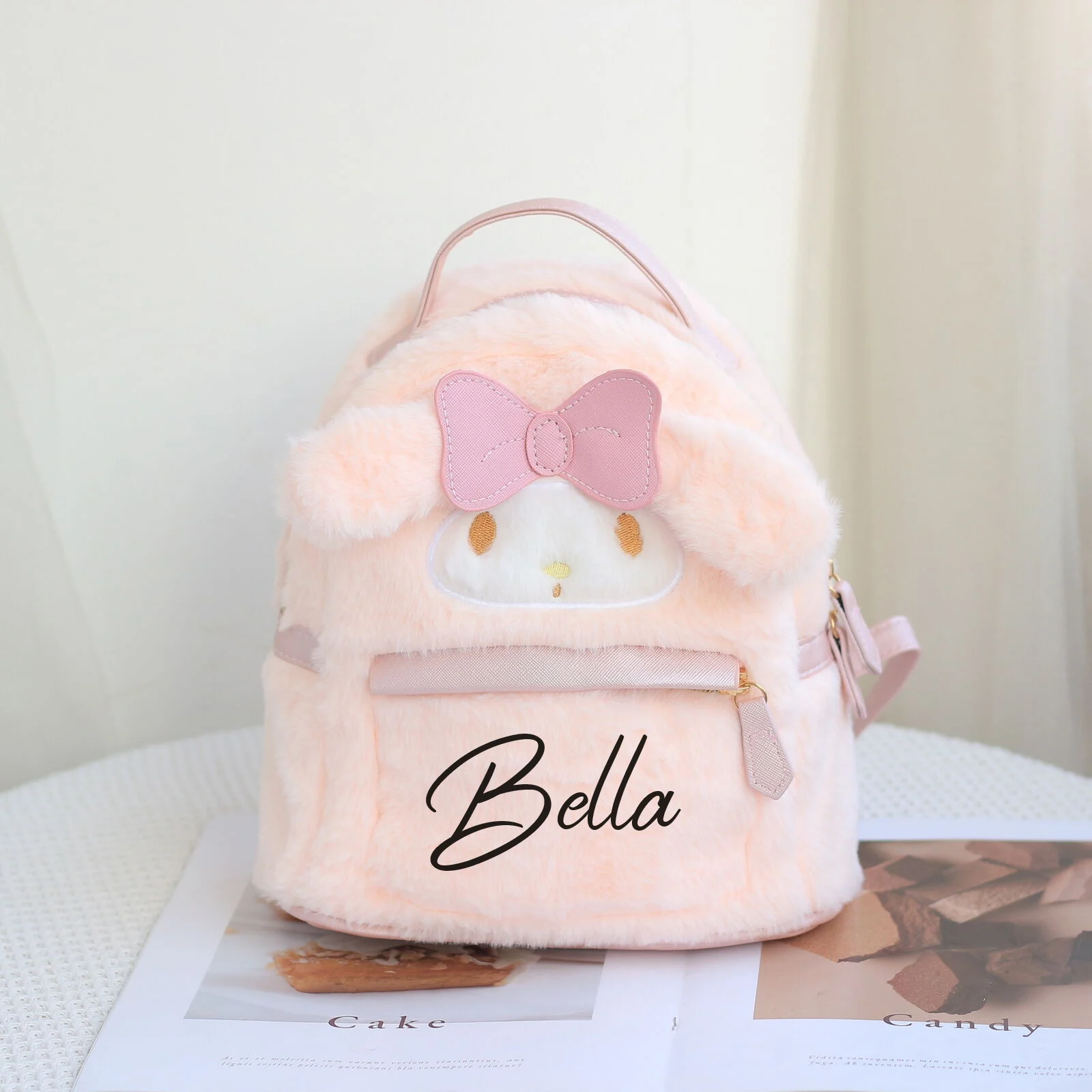 Personalized Name New Cartoon Kids Plush Backpack Kindergarten School Bags Gift Custom Cute Girls Doll Toys Gifts Backpack Bag