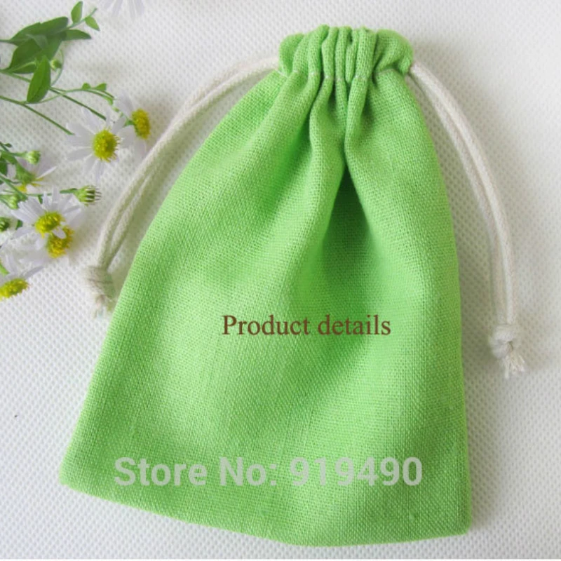 50PCS Linen Cotton Gift Bags Packing Jewelry Drawstring Pouch Cosmetic Wedding Candy Wrappling Reusable Sachet Print Logo Custom