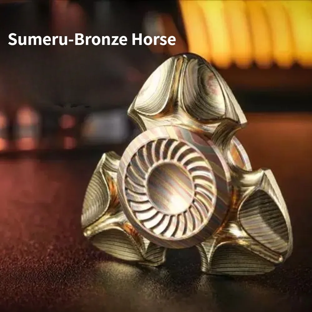 CHIMAGO EDC Artifact Demon-Slaying Sumeru Bronze Horse Carved Three-Leaf Symmetrical Fingertip Spinner Stress Relief Toy