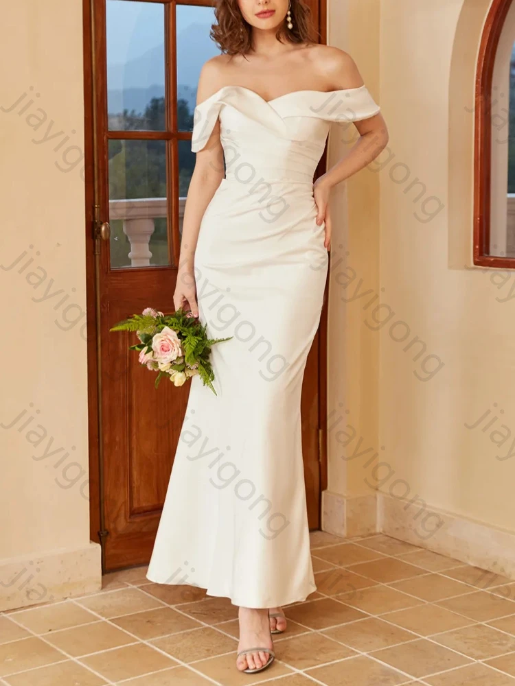 

Simple Off The Shoulder Evening Dresses Elegant Backless Wedding Dress Exquisite High Quality Sexy Prom Party Gowns Customized