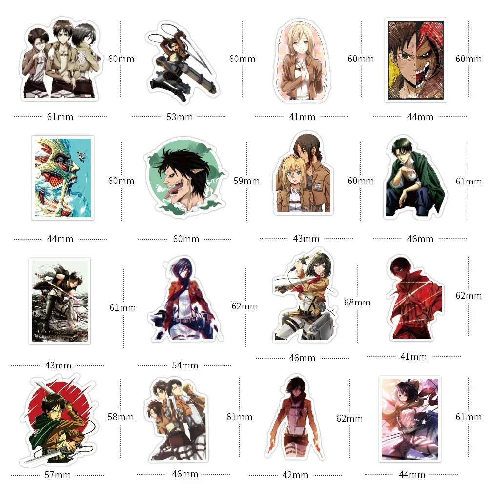 10/30/50PCS Japanese Anime Attack Titan Cartoon Cool Sticker Aesthetic Graffiti Decal Skateboard iPad Toy Sticker Wholesale