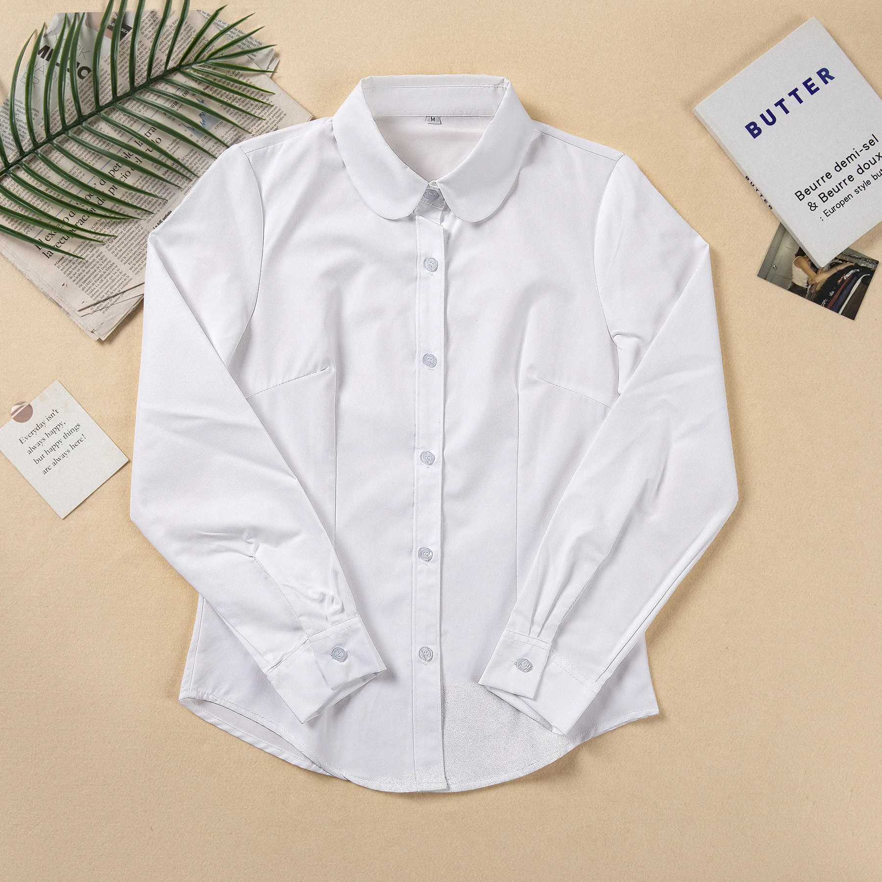 Women Japanese College Style JK Uniform White Shirt, Crew Neck Short Sleeve Slim Top, Student Class & School Uniform Set