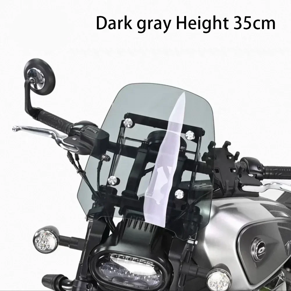 FOR QJMOTOR SRV600 -Weather Windshield Mod Elevated Wind Block Panel Solid Mount Grab Rail Waterproof Tempered Rubber Accessory