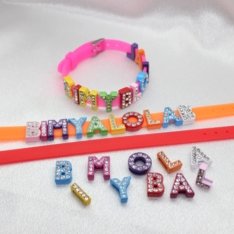 Bracelet Lyric With Letters Random Mixed Color Slide Charms Letters With Randomly Various Spain Jewelry For Women Kids Gift