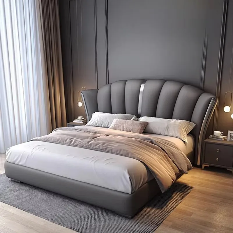 Gray Large Comforter Double Bed Luxury Modern Twin Full Size Double Bed Bases Headboards Storage Camas De Casal Home Furniture