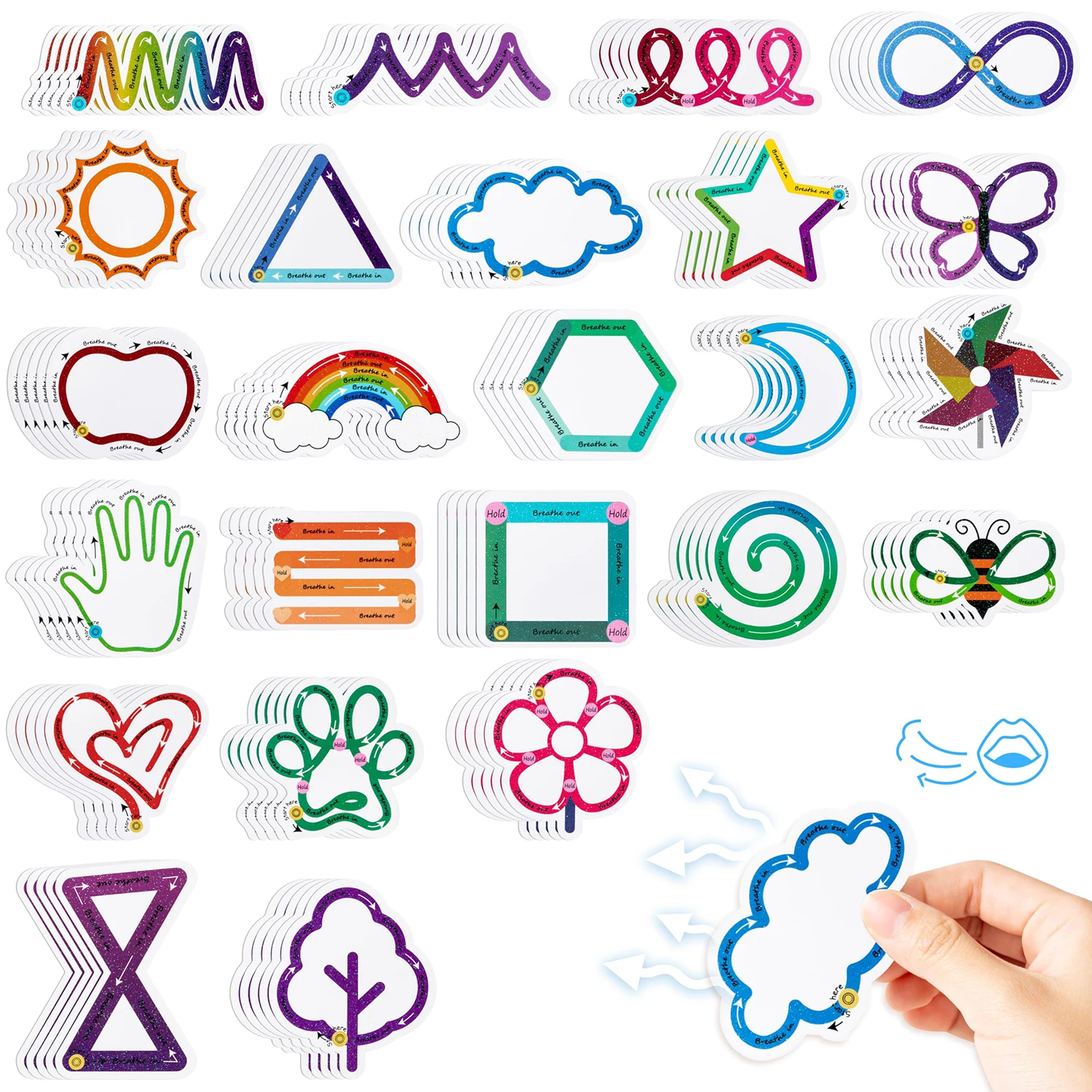 120PCS Breath Sensory Stickers Tactile Deep Breathing Stickers Calm Strips For Anxiety Sensory  Stickers Different Texture Phone