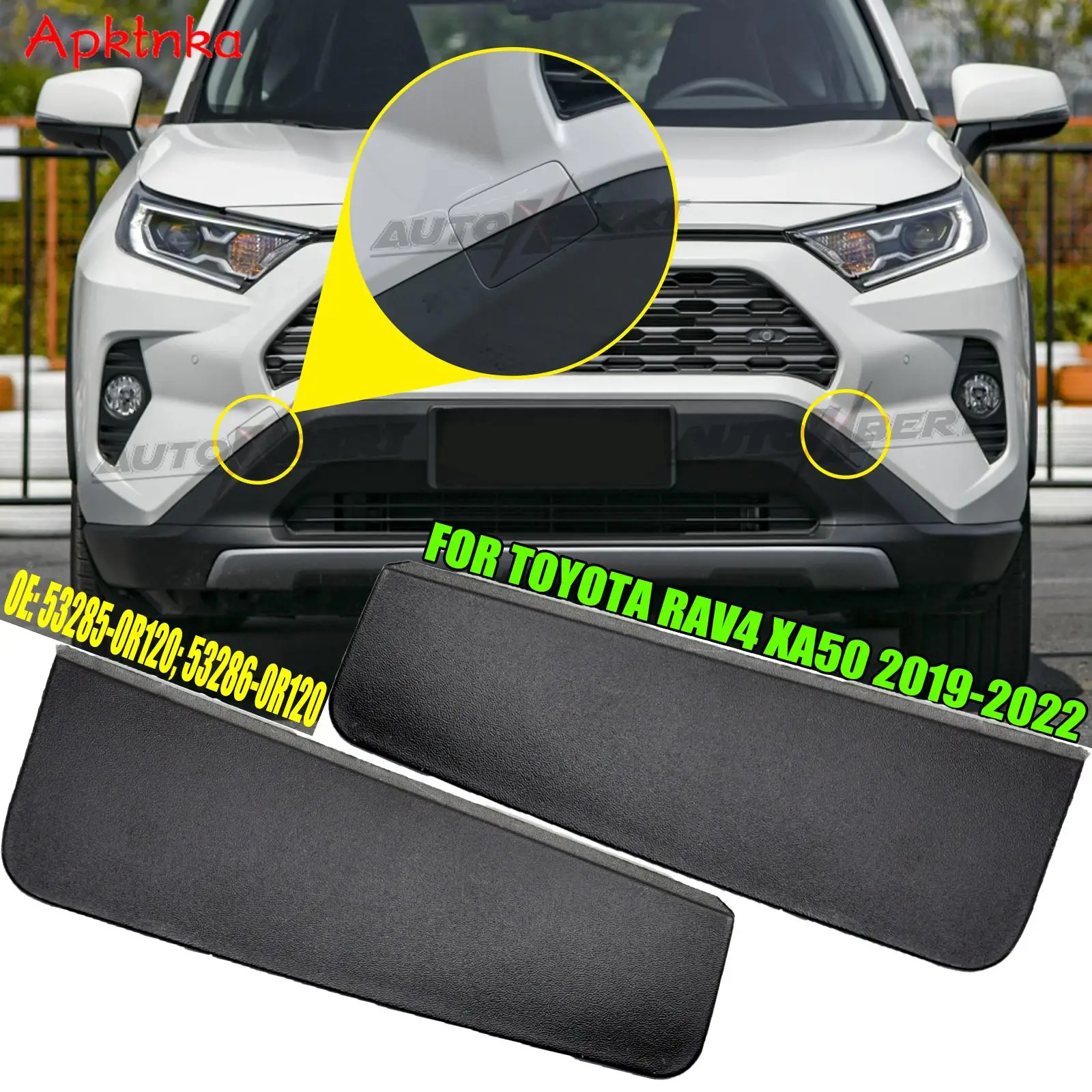 APKTNKA 2x For Toyota RAV4 2019-2022 Front Bumper Tow Hook Cover 53285-0R120 53286-0R120 Right Left Towing Trailer Cap Hitch