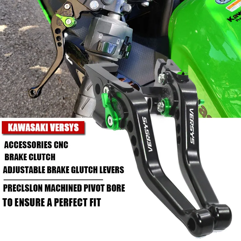 High quality Motorcycle Green CNC Adjustable Clutch Brake Levers FOR Kawasaki Versys 650 2006 2007 2008 Versys 650 2009-2014