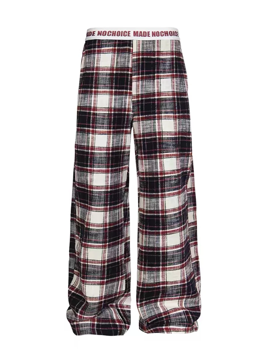 

American Retro Letter Splicing Waist Casual Pants Men Women Color Blo Cheered Loose Wide Leg Pants All Seasons