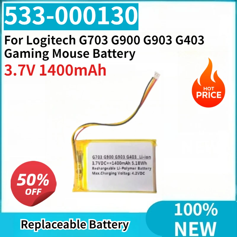 Brand New 533-000130 3.7V 1400mAh Replaceable Digital Battery for Logitech G703 G900 G903 G403 Gaming Mouse Battery