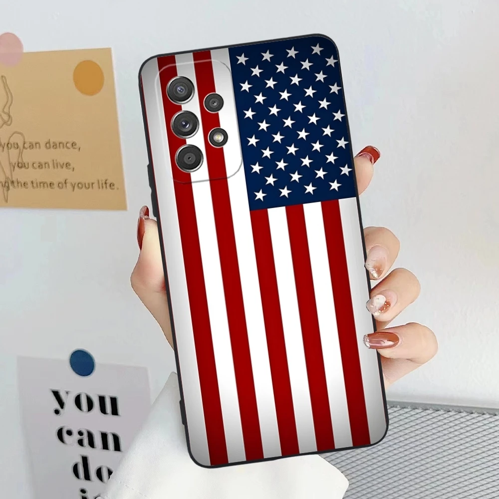 USA America Flag Mobile Cell Phone Case for Samsung Galaxy Note 20 10 Plus Ultra Black Soft Phone Cover Shell