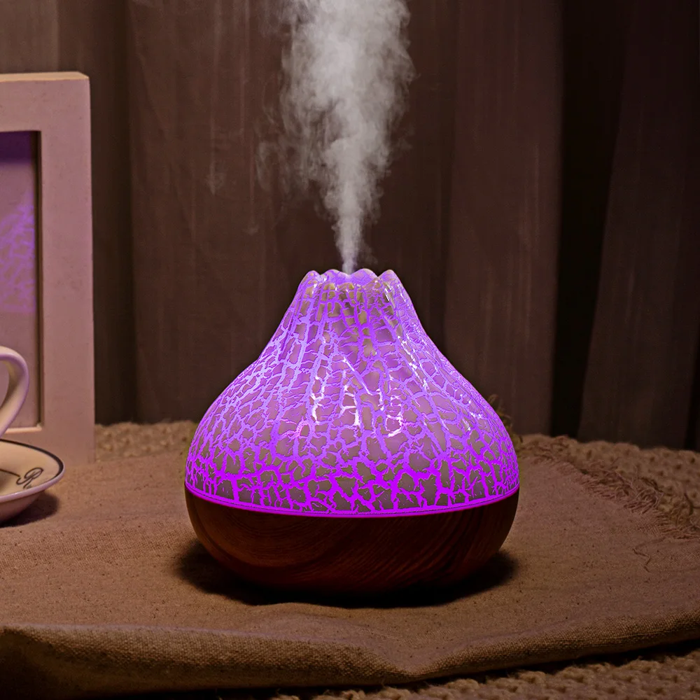 1pc 300ML USB Air Humidifier Small Volcano Humidifier with Colorful Night Lights, Simulation Colorful Flame Humidifier