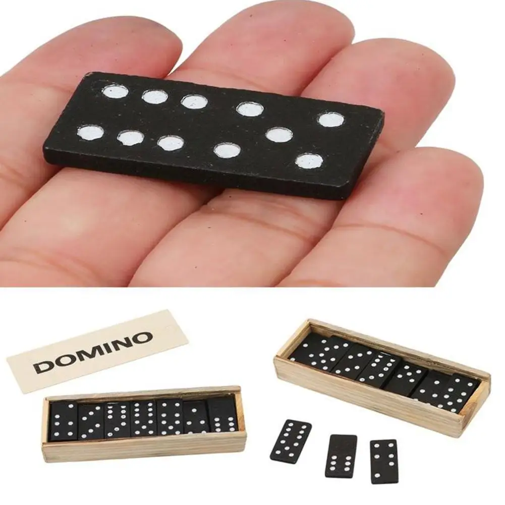 Schwarze Domino-Holzbox mit schwarzem Domino-Holzbrettspiel, Lehrspiel mit 28 Teilen/Set, Domino-Brettspiele aus Holz, Reise- und Tischspiel