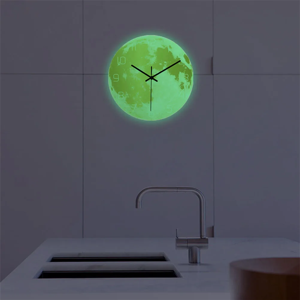 

Glowing Wall Acrylic Night Light Clock Creative Moon Household Hanging Clock For Living Room Bedroom Study Office