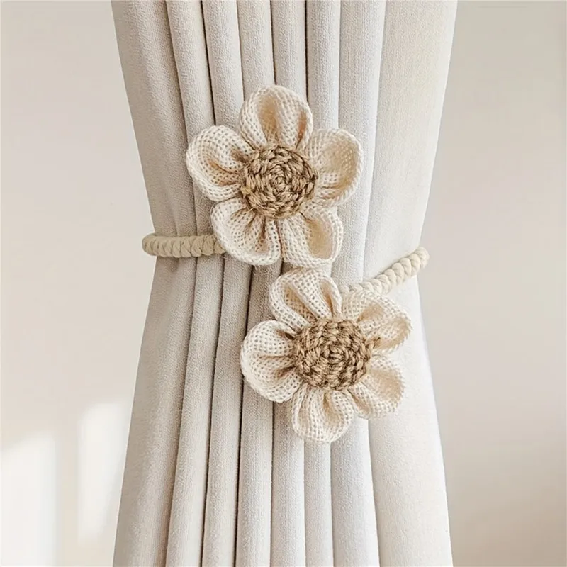 Flower Curtain Magnetic Tie Rope Backs Holdbacks Buckle Clips Accessory Rods Accessoires Hook Holder Home Decorations