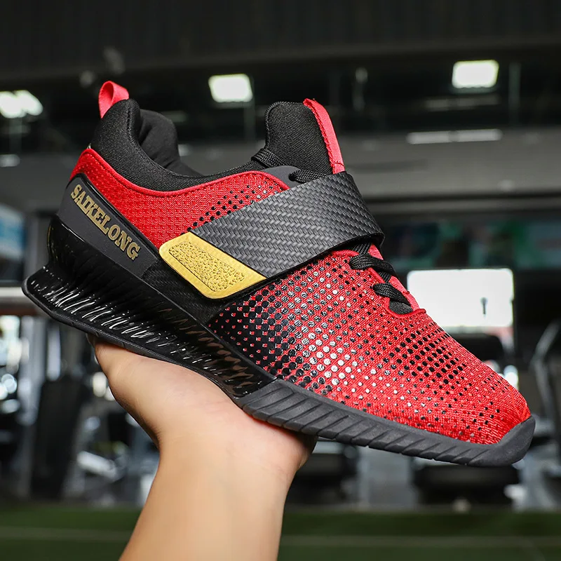 

2026 SAIKELONG Professional Men Weight Training Shoes Red Weight Lifting Gym Shoes Mens