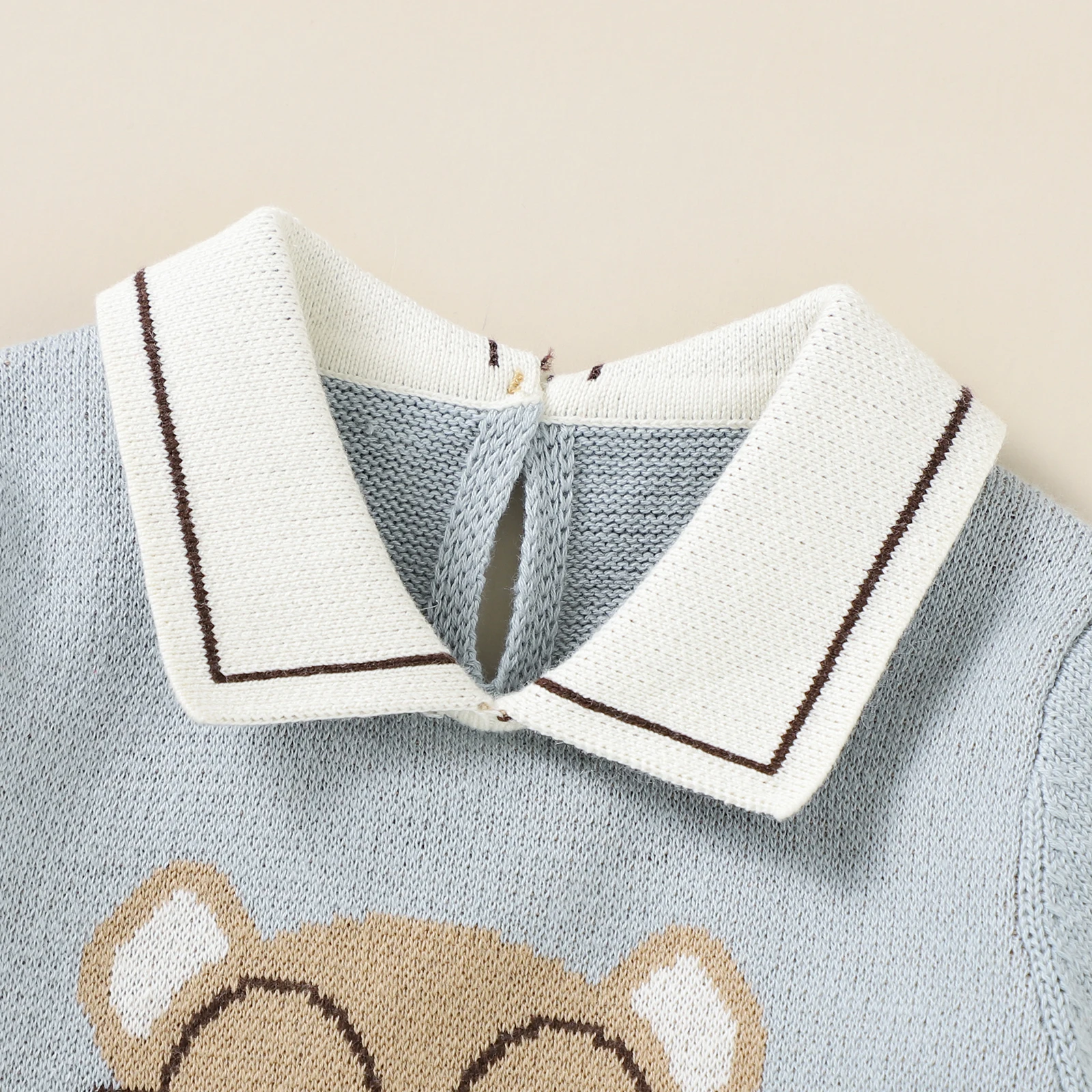 Newborn Baby Clothes Set Cotton Knit Toddler Long Sleeve Turn-down Jumpsuit +Bed Quilt Infant Girl Boy Romper +Blanket Cute Bear