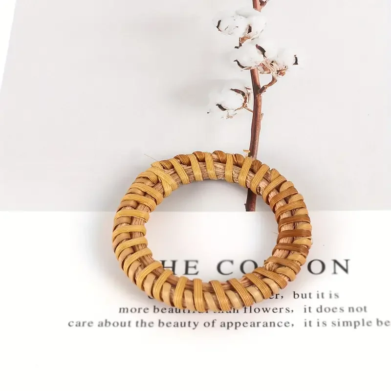 

5pcs Hand Woven Rattan Round Napkin Rings Nordic Style Creative Napkin Ring Portable Durable Cutlery Clasp Kitchen Accessories