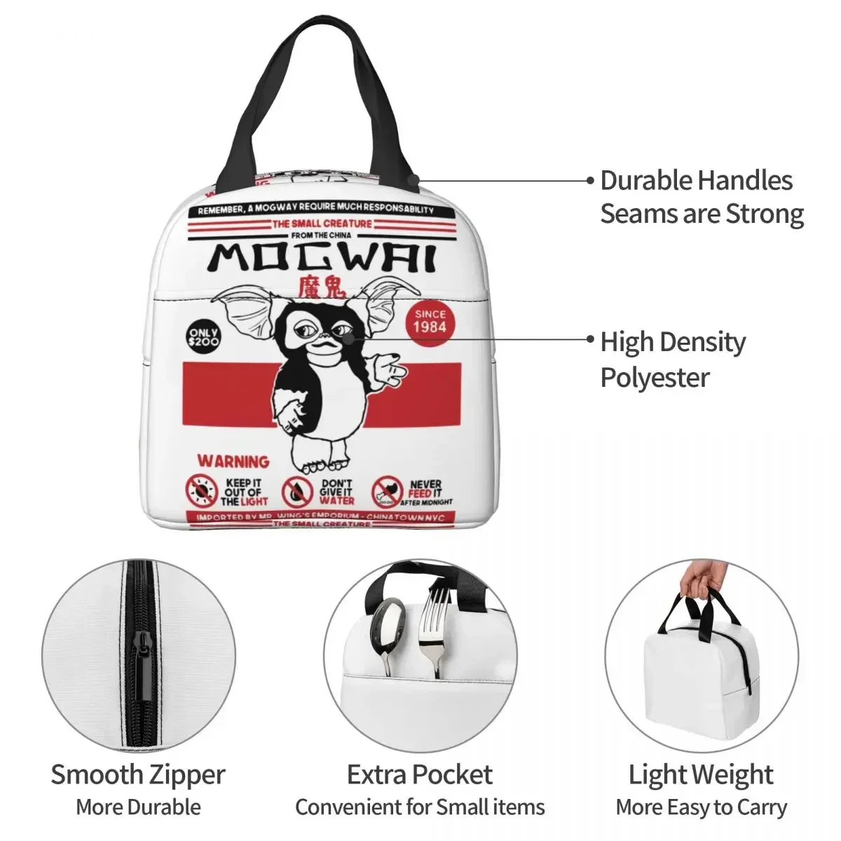 Your Pet Mogwai Lunch Bag Portable Insulated Canvas Cooler Gizmo 80s Thermal Picnic Lunch Box for Women Children