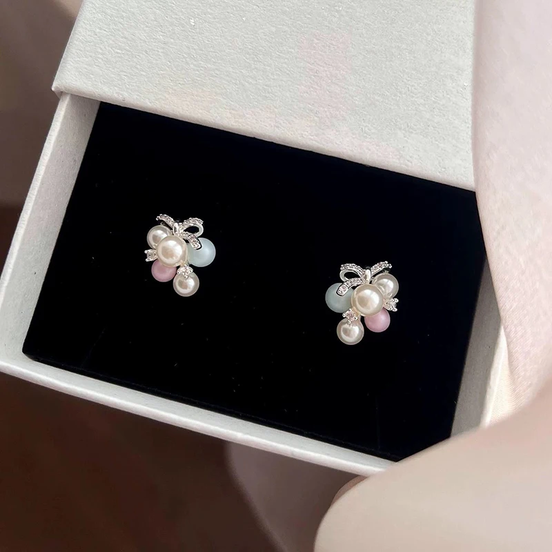 Sommerliche, dopamin-inspirierte, farbenfrohe Trauben-Ohrringe mit Perlen für Damen und Mädchen – Neues Design 2026, einzigartiger Ohrschmuck – Detail 3