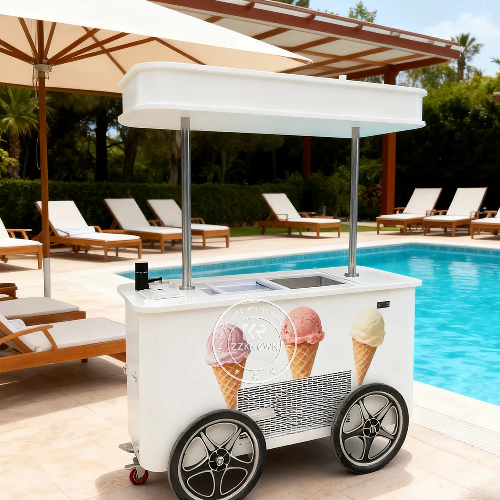

Gelato Showcase Ice Cream Cart Ice Cream Freezer Cabinet Food Cart Mobile Street Food Cart Outdoor Design