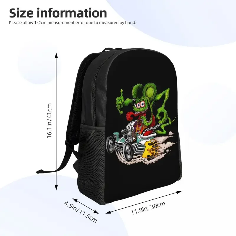 Personalizado Anime Dos Desenhos Animados Rat Fink Mochilas, Escola e Estudante Universitário Bookbag, se Fits 15 "Laptop Bags, Homens e Mulheres