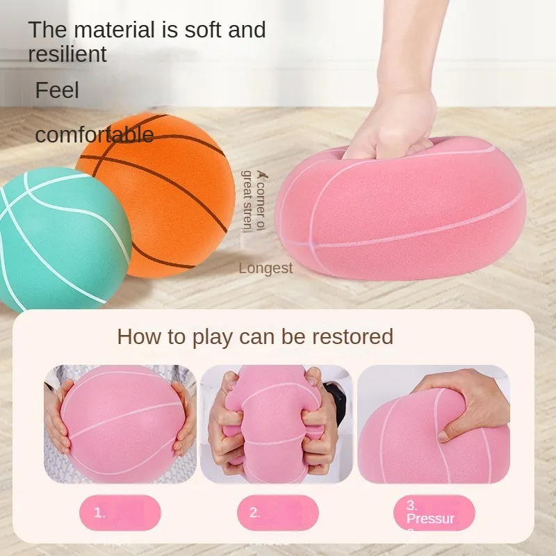 Bola basket senyap dalam ruangan untuk anak-anak, pola bola, spons padat, mainan bola kecil untuk latihan bayi dan balita