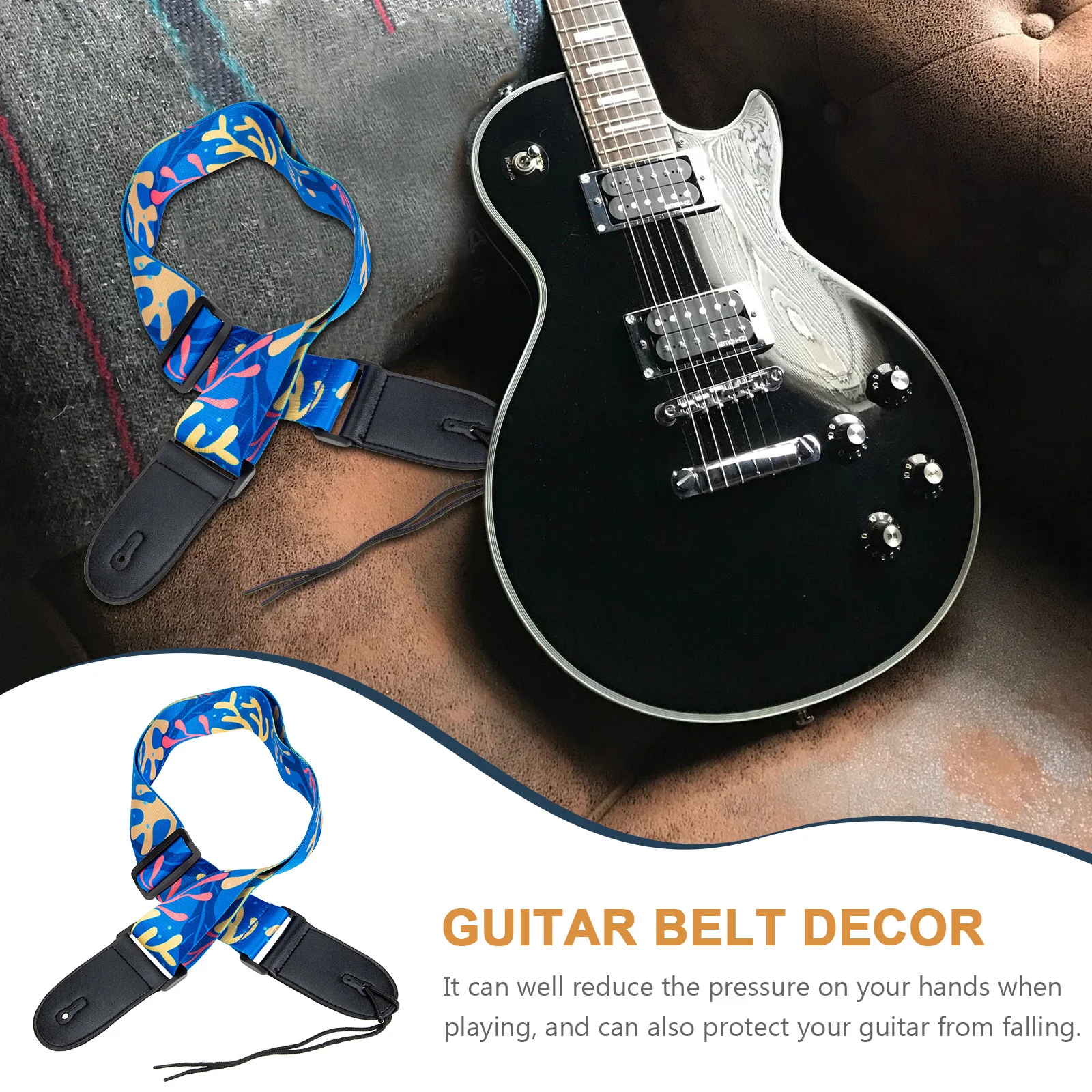

Exquisite Guitar Strap Stylish Folk Electric Guitar Shoulder Strap Washable Decorative Gift for Musician Players
