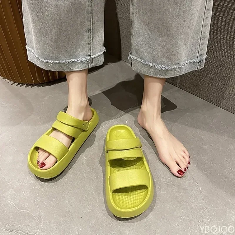 Women Home Slippers With Snaps Non-slip Platform Couple Beach Shoes Outdoor Comfortable Sandals Outdoor Women  Breathable Casual