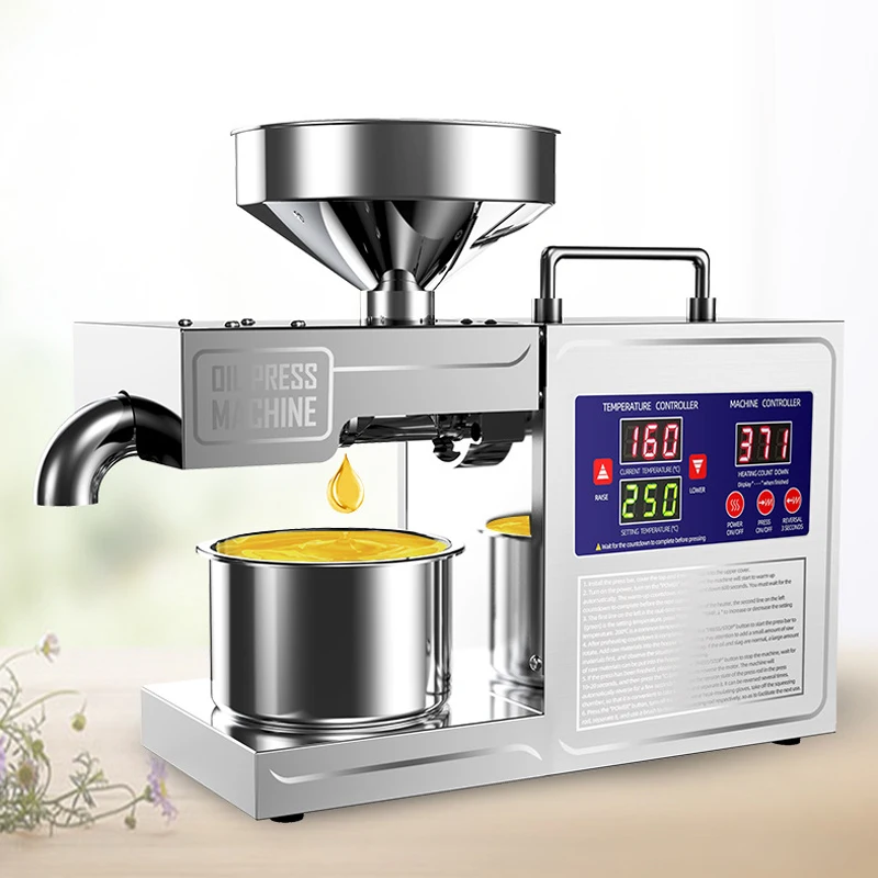 Stainless Steel Electric Oil Press Machine Automatic Oil Extractor Pressing Peanut Sesame Seeds Walnuts Olive Kernel Canola