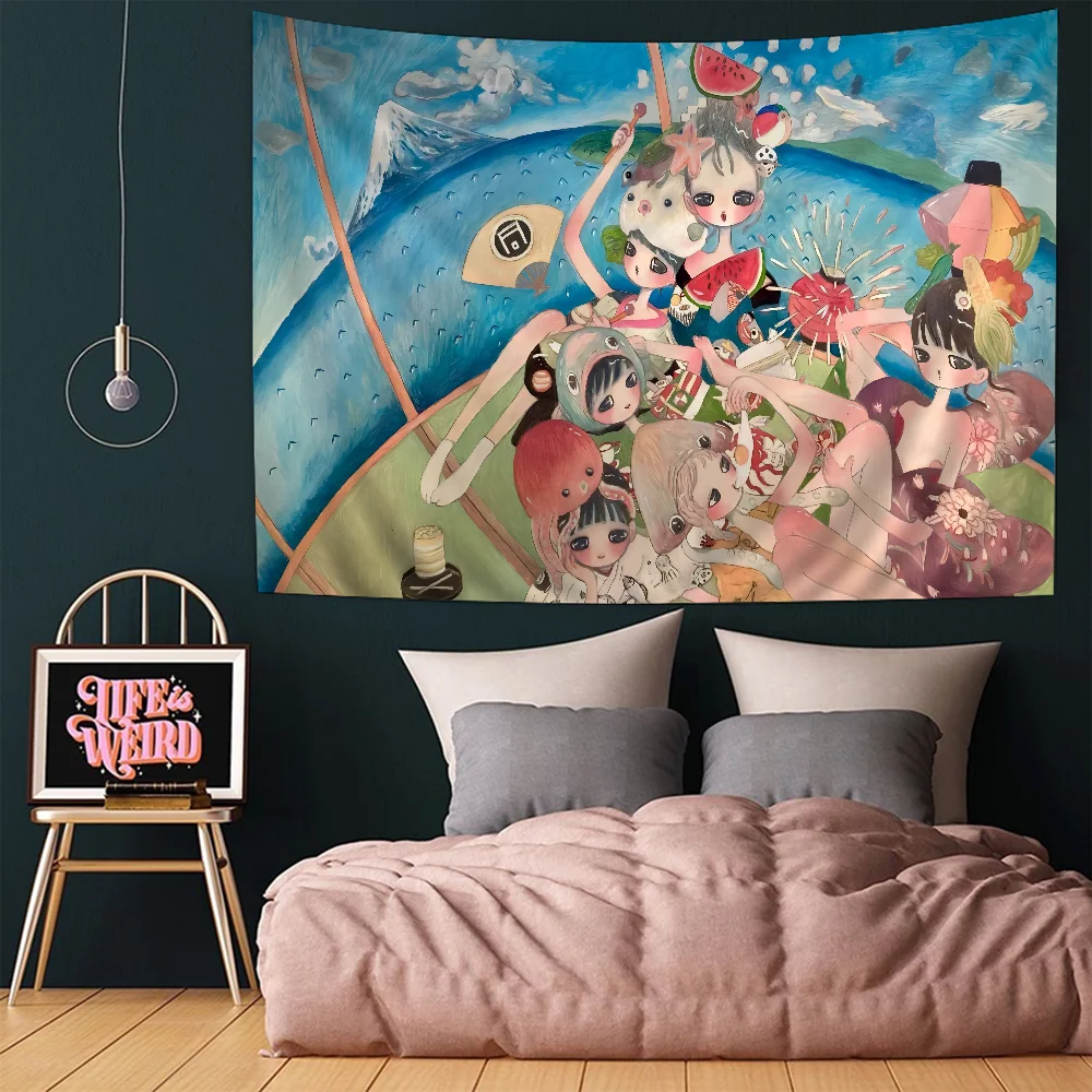 A-Aya Takano Tapestry Anime Tapestry Hanging Tarot Hippie Wall Rugs Dorm Wall Hanging Sheets