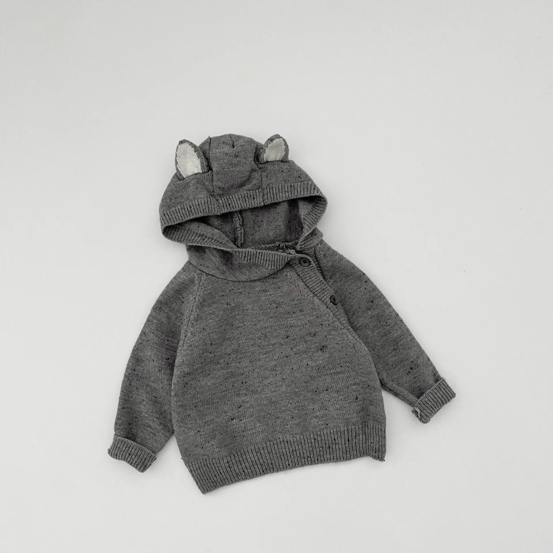 Korea Children's Sweater 2025 Autumn and Winter New Baby Loose Bear Ear Hooded Sweater Knitted Tops Coat